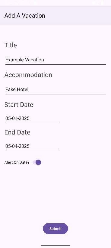 Vac Track add vacation